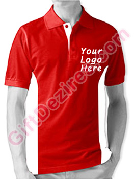 Designer Red and White Color Printed Logo T Shirts